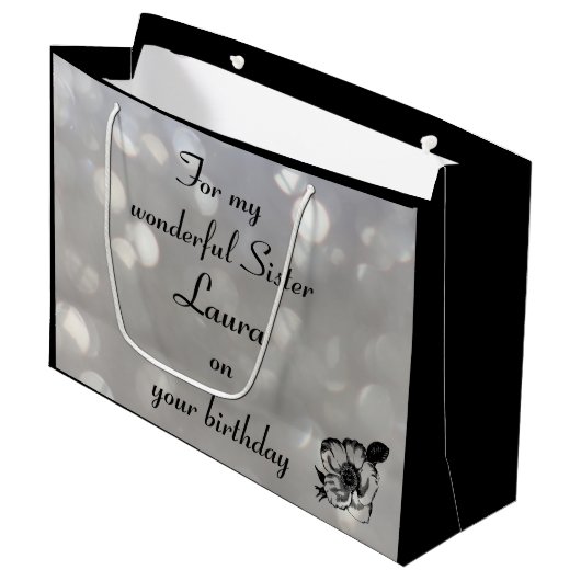 Gepersonaliseerde zuster Birthday Groot Cadeauzakje (Voorkant Gekanteld)