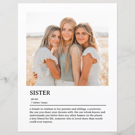 Gepersonaliseerde zuster definitie citaat Wall Art (Voorkant)