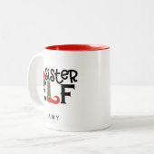 Gepersonaliseerde zuster Elf Tweekleurige Koffiemok (Voorkant links)