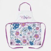 Gepersonaliseerde zusternaam waterverf bloemenkeuk schort (Voorkant)