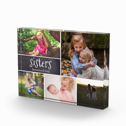 Gepersonaliseerde Zusters Foto Collage krijtbord e (Rechts)