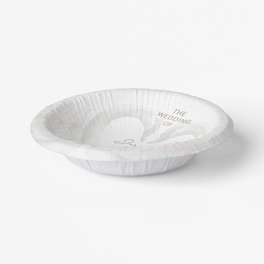 Gepersonaliseerde Zwaan bruiloft Papieren Kommen (Gebogen)
