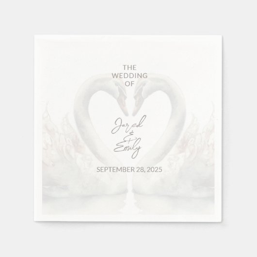 Gepersonaliseerde Zwaan Bruiloftspapier servetten (Voorkant)