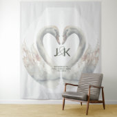 Gepersonaliseerde Zwaan Huwelijk Achtergrond Wandkleed (In situ)