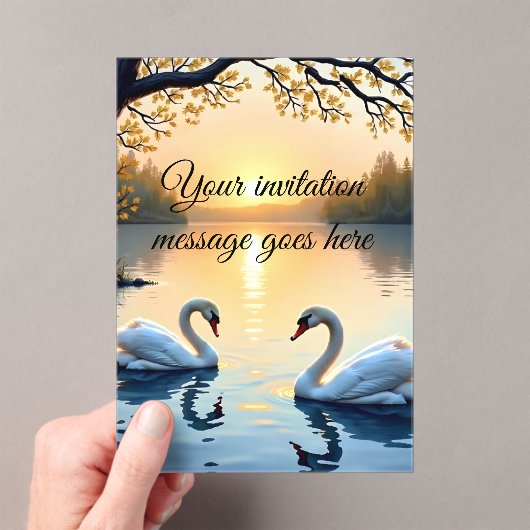 Gepersonaliseerde Zwaan paar uitnodiging (Insitu (Draagbaar))