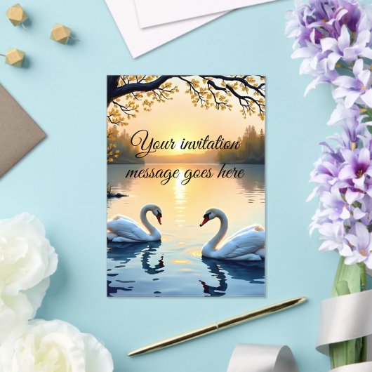 Gepersonaliseerde Zwaan paar uitnodiging (Insitu (Huwelijk))