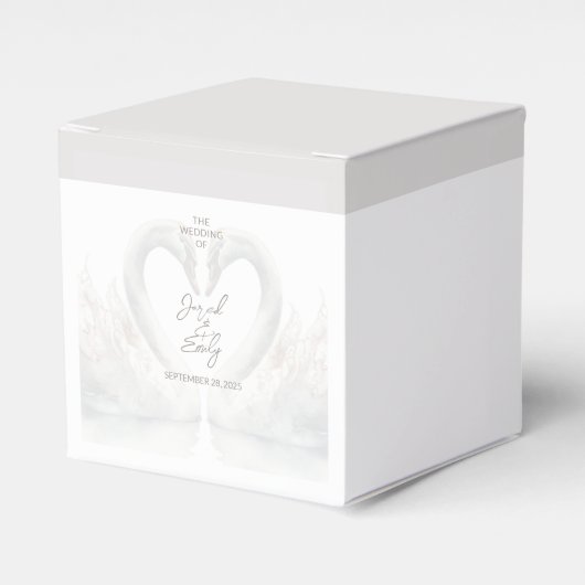 Gepersonaliseerde Zwaan Wedding Favoriete Boxen Bedankdoosjes (Voorkant Zijde)