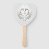 Gepersonaliseerde Zwaan Wedding Programma Hand Fan Handwaaier (Voorkant)