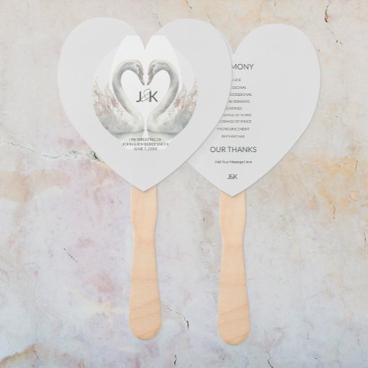 Gepersonaliseerde Zwaan Wedding Programma Hand Fan Handwaaier