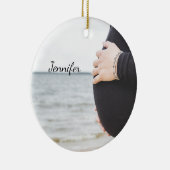 Gepersonaliseerde Zwangere Belly Keramisch Ornament (Rechts)