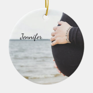 Gepersonaliseerde Zwangere Belly Keramisch Ornament