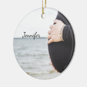 Gepersonaliseerde Zwangere Belly Keramisch Ornament (Links)
