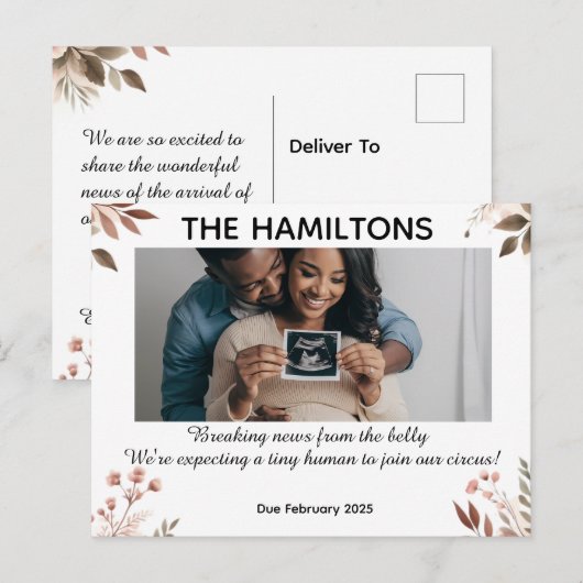 Gepersonaliseerde zwangerschapsaankondiging Briefk Briefkaart (Voorkant / Achterkant)