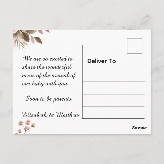 Gepersonaliseerde zwangerschapsaankondiging Briefk Briefkaart (Achterkant)