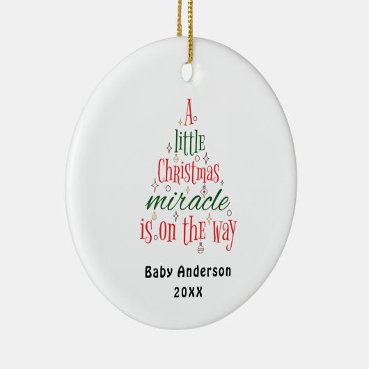 Gepersonaliseerde zwangerschapsaankondiging wonder keramisch ornament (Rechts)