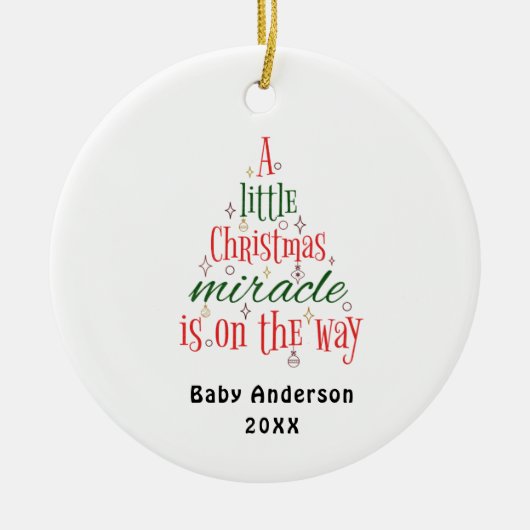 Gepersonaliseerde zwangerschapsaankondiging wonder keramisch ornament (Voorkant)