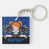 Gepersonaliseerde Zwart & Blauw Cheerleading Sleut Sleutelhanger (Achterkant)