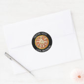 Gepersonaliseerde zwart dank u Pizza Party Sticker (Envelop)