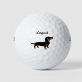 Gepersonaliseerde zwart en bruin glad haar teckel golfballen (Voorkant)