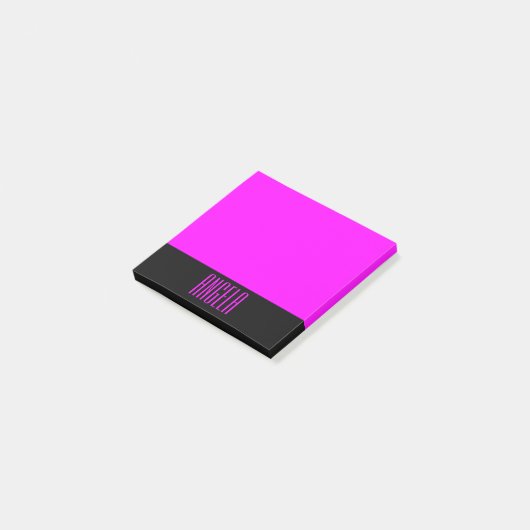 Gepersonaliseerde zwart en fuchsia post-it® notes (Schuin)