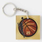 Gepersonaliseerde zwart en goud, Basketbal geschen Sleutelhanger (Voorkant)