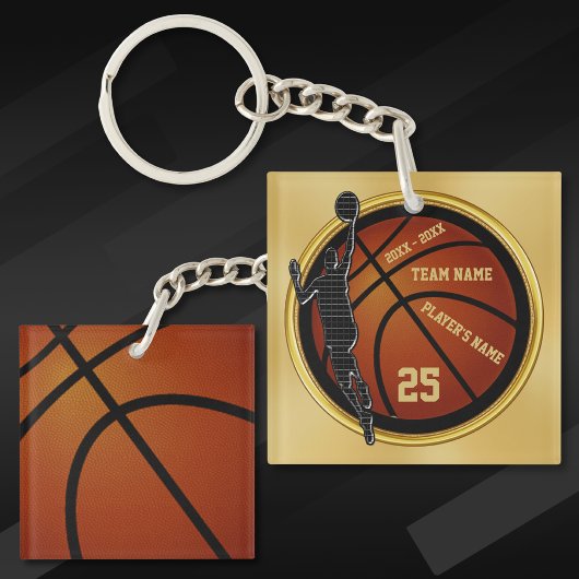 Gepersonaliseerde zwart en goud, Basketbal geschen Sleutelhanger