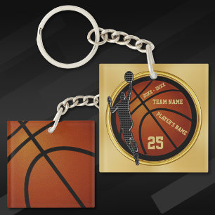 Gepersonaliseerde zwart en goud, Basketbal geschen Sleutelhanger