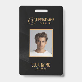 Gepersonaliseerde zwart en goud elegante badge