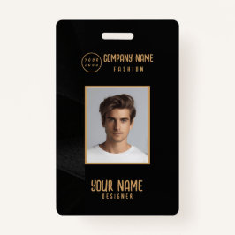 Gepersonaliseerde zwart en goud elegante badge