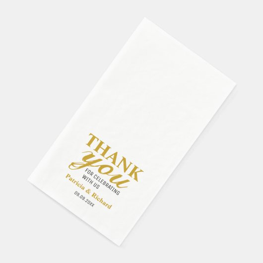 Gepersonaliseerde zwart en gouden bruiloft dank u servet (Hoek)