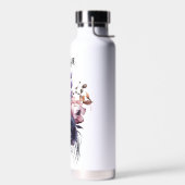 Gepersonaliseerde zwart en roze bloemen waterfles (Links)