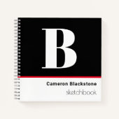Gepersonaliseerde zwart-gemonografeerde schets notitieboek (Voorkant)