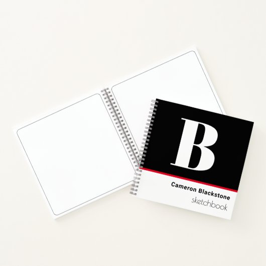 Gepersonaliseerde zwart-gemonografeerde schets notitieboek (Binnen)