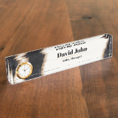 Gepersonaliseerde zwart & goud agaat naambordje (Zijkant)