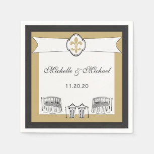 Gepersonaliseerde zwart goud Franse wijk scene Servetten