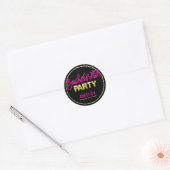 Gepersonaliseerde Zwart Goud Heet Roze BACHELORETT Ronde Sticker (Envelop)