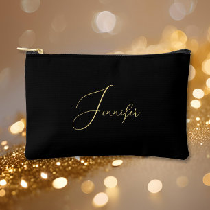 Gepersonaliseerde Zwart Goud Monogram Cosmetische Etui