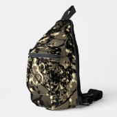 Gepersonaliseerde zwart-gouden Abstracte botanisch Sling Bag (Rechterhoek)