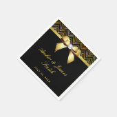Gepersonaliseerde zwart gouden Chevrons Bow bruilo Servet (Hoek)