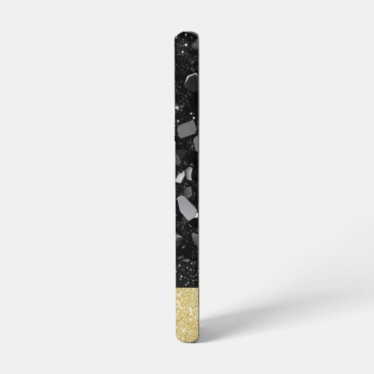 Gepersonaliseerde zwart-gouden glitterprint met st samsung galaxy hoesje (Linkerkant)