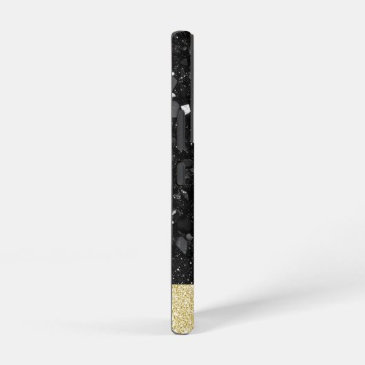 Gepersonaliseerde zwart-gouden glitterprint met st samsung galaxy hoesje (Rechterkant)