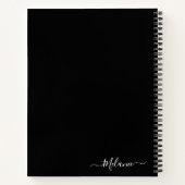 Gepersonaliseerde zwart-gouden monogram naam notitieboek (Achterkant)