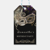 Gepersonaliseerde zwart gouden Paarse Masquerade P Cadeaulabel (Voorkant)