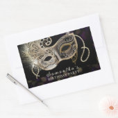 Gepersonaliseerde zwart gouden Paarse Masquerade P Rechthoekige Sticker (Envelop)