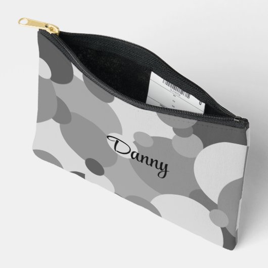 Gepersonaliseerde zwart-grijze moleculen toilettas etui (Open)