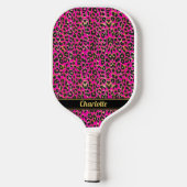 Gepersonaliseerde zwart & heet roze luipaard print pickleball paddle (Achterkant)