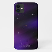 Gepersonaliseerde zwart-Paarse spacescape-kunst Case-Mate iPhone Case (Achterkant)