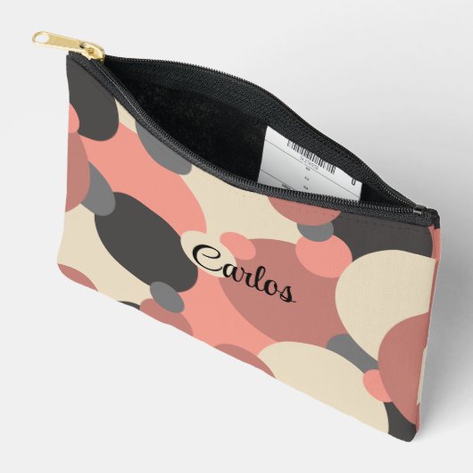 Gepersonaliseerde zwart-rode moleculen toilettas etui (Open)