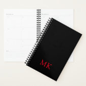 Gepersonaliseerde Zwart Rood Modern Monogram Initi Planner (Display)
