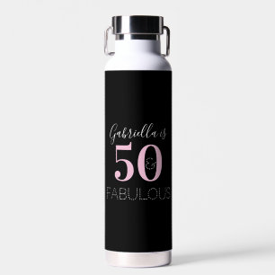 Gepersonaliseerde Zwart Roze 50ste Verjaardag Part Waterfles